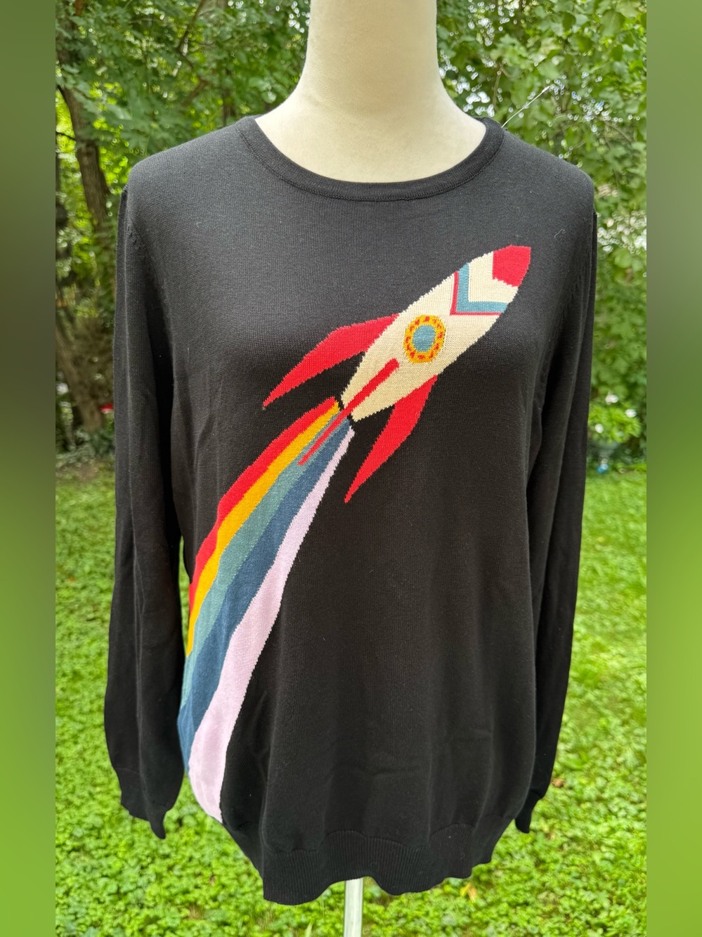 Sugarhill Brighton Women's Rita Jumper Black Retro Rocket Size 12
